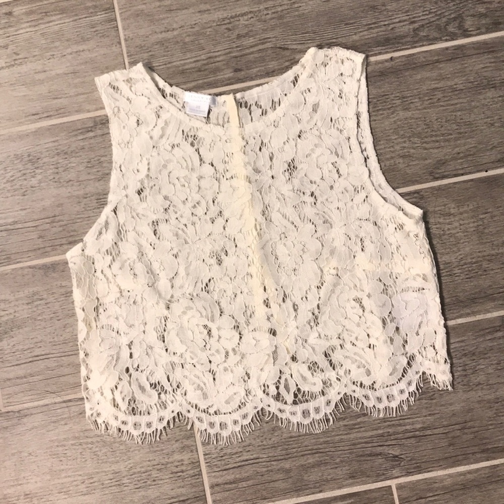 Jenny Yoo Ivory Lace Crop Top